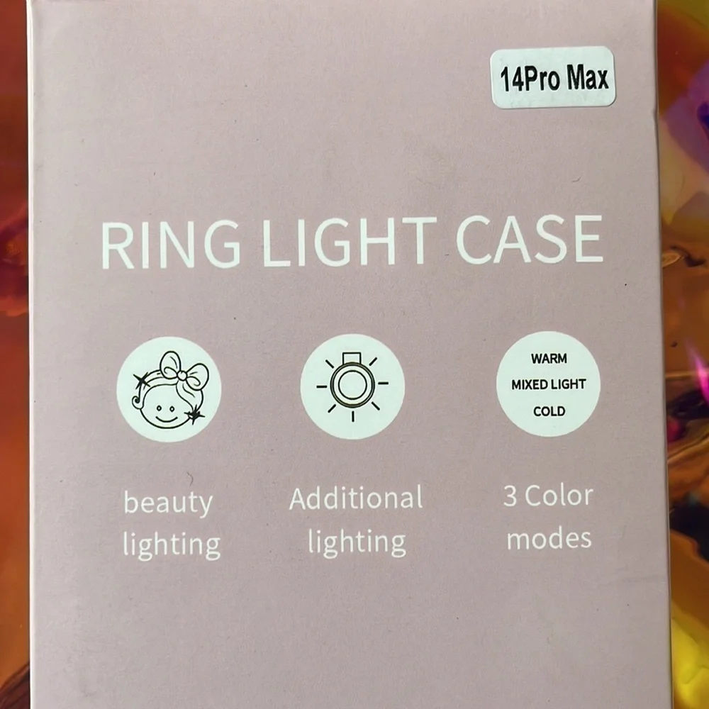 Brand New Selfie Ring Light Flip Phone Case for iPhone 14 Pro Max 3 Modes Blue